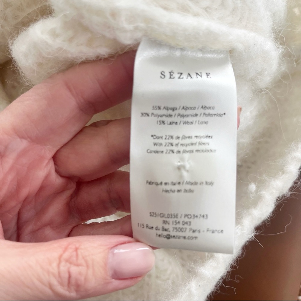 Sézane Emile Cardigan S Ecru Alpaca Wool Chunky Knit Button Front - Picture 6 of 6
